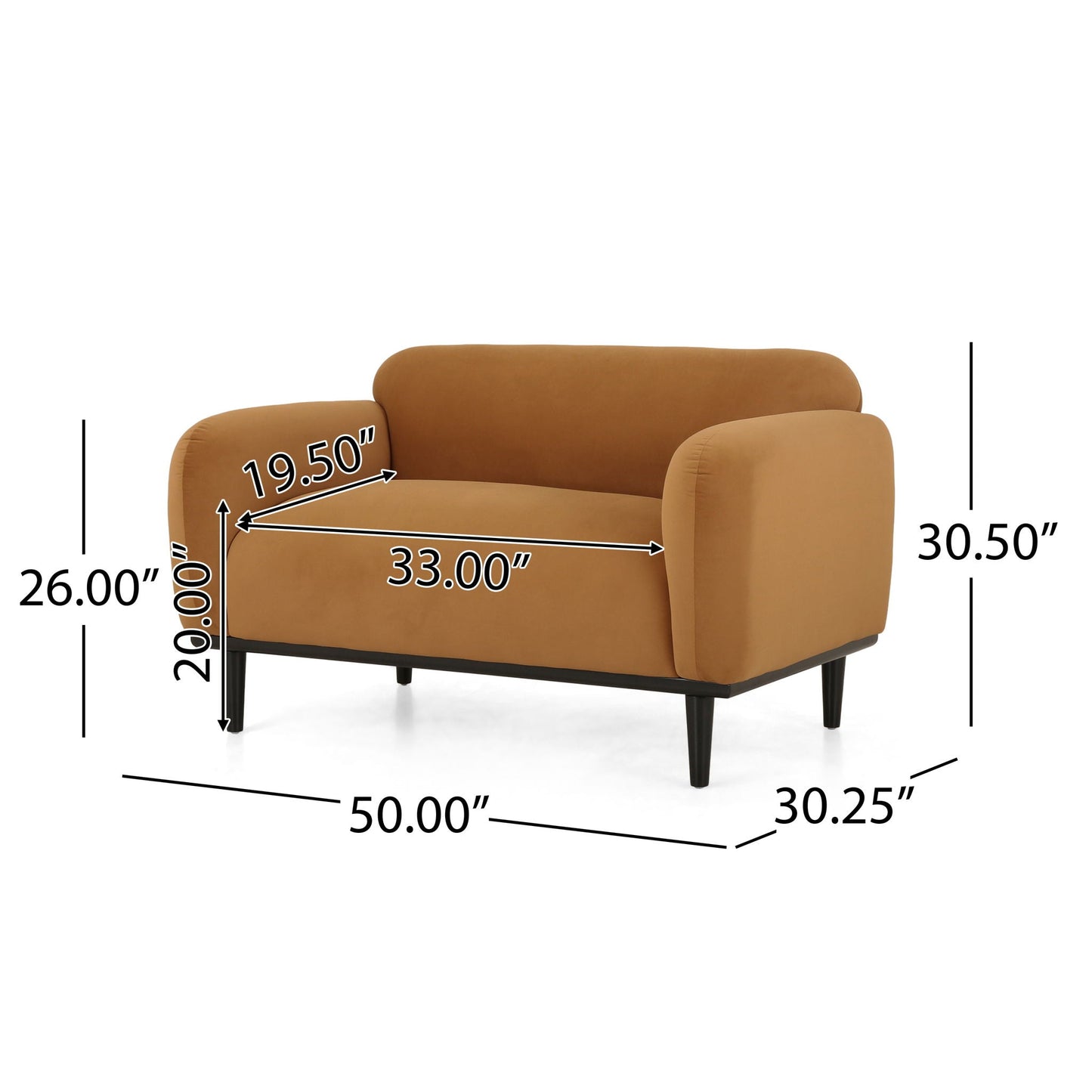Sway - Upholstered Loveseat With Wood Legs And Round Arms Noble House