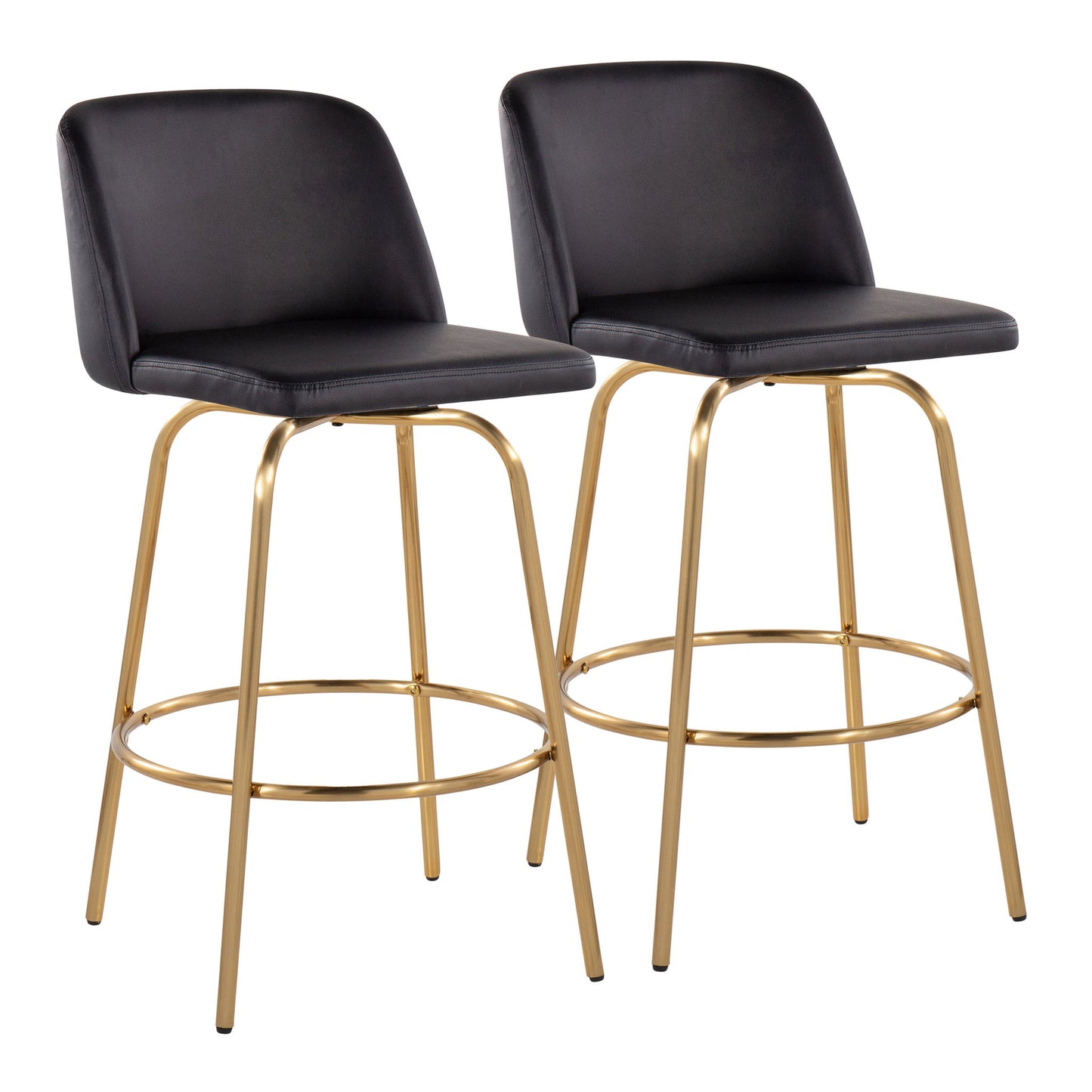 Toriano - Contemporary, Fixed Height Counter Stool With Swivel With Round Footrest (Set of 2) Lumi Source