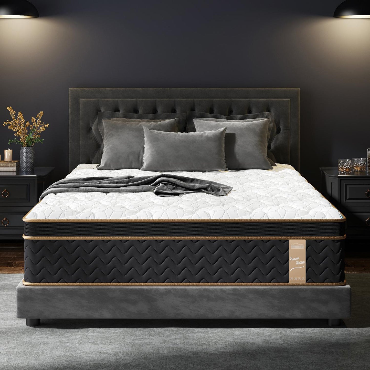 Plush Hybrid Mattresses With Gel Memory Foam, Individual Pocket Spring Motion Isolation Edge Support Somnus Mattress USA