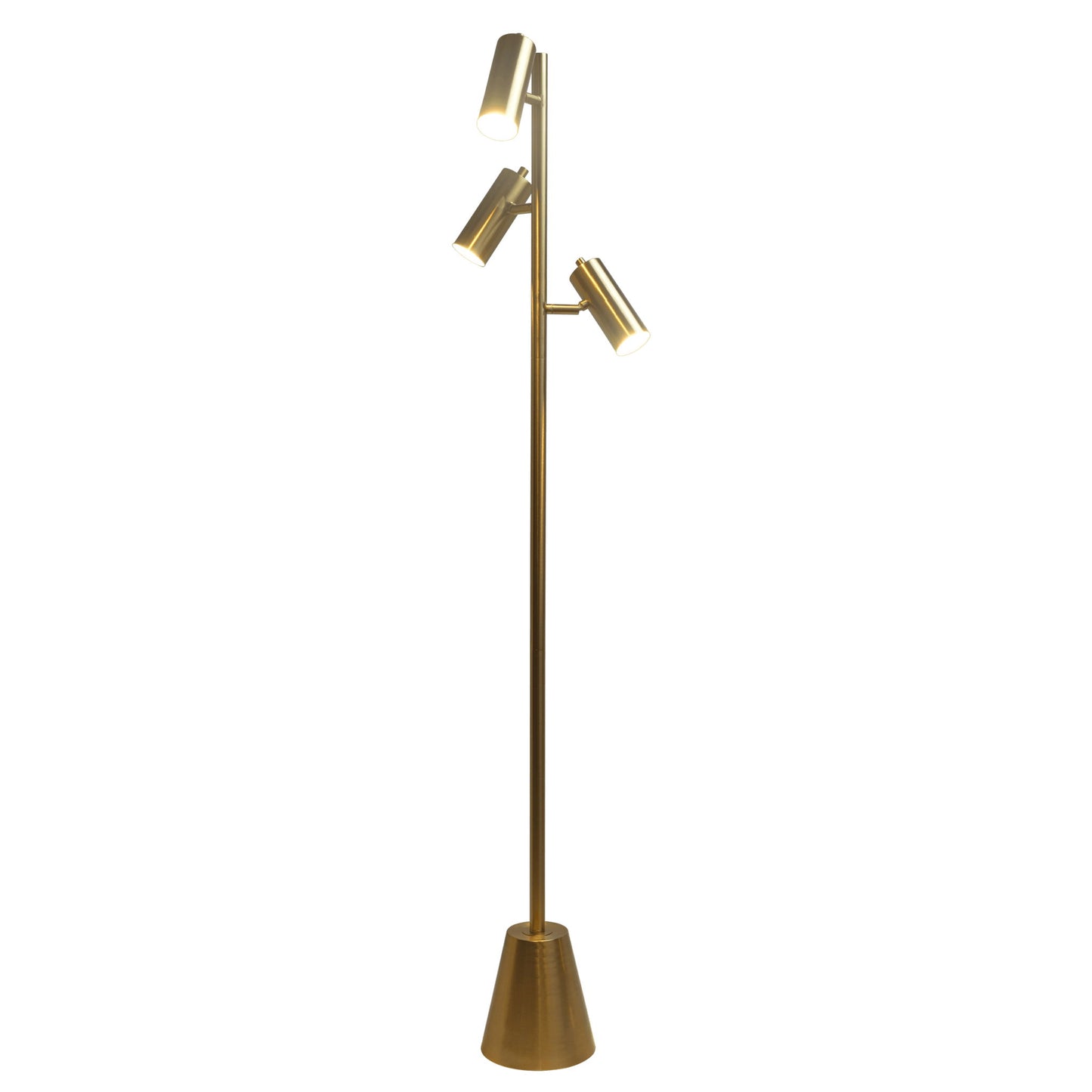 Lumina - Floor Lamp With Rotary Switch Triple Spots Cone Base - Gold Ashcroft Furniture