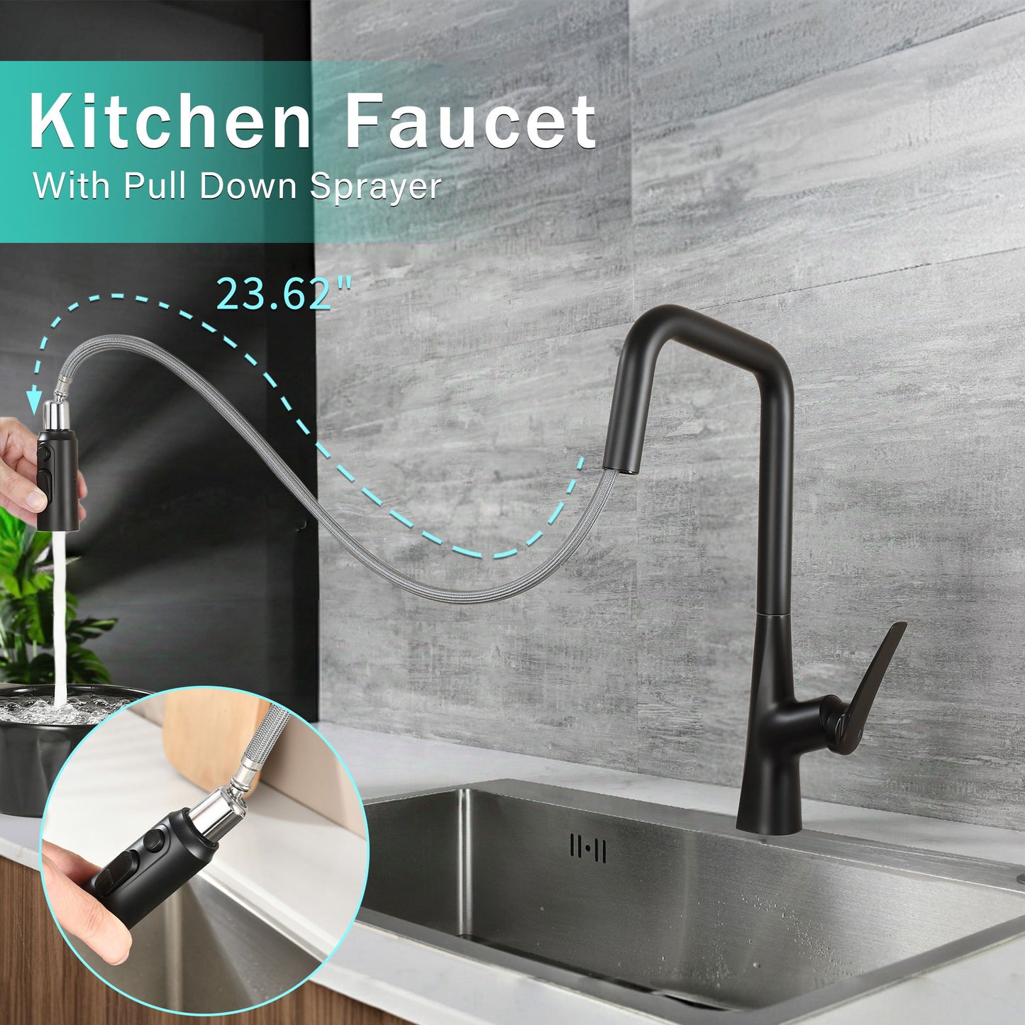 Professional Kitchen Faucet With 3 Function 360 Sprayer And 1 Touch Switching Daily Nest