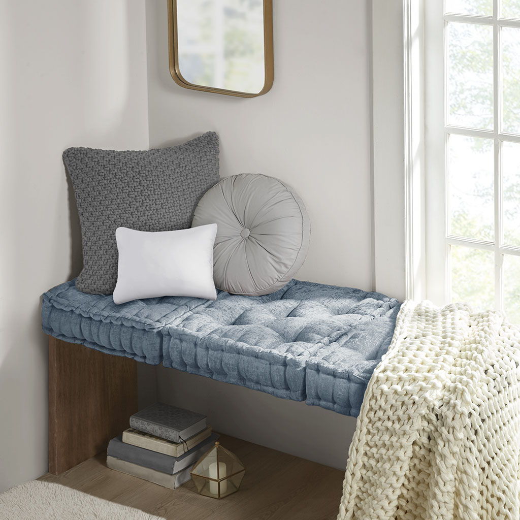 Azza - Square Floor Pillow Cushion - Aqua Intelligent Design