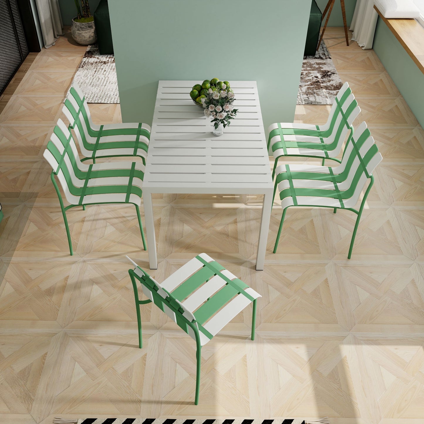 4 Piece Set Of Modern Color Block Designed Single Chairs Home Essentials