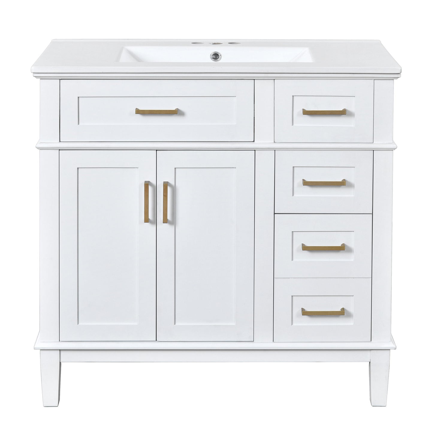 Modern Bathroom Vanity With Ceramic Sink, Soft Close Storage Cabinet Hearth and Haven