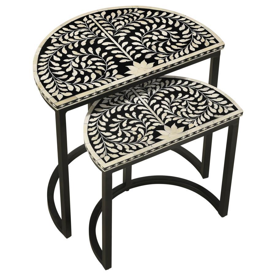 Zakiya - 2 Piece Demilune Nesting Table Set - Black And White Coaster Fine Furniture