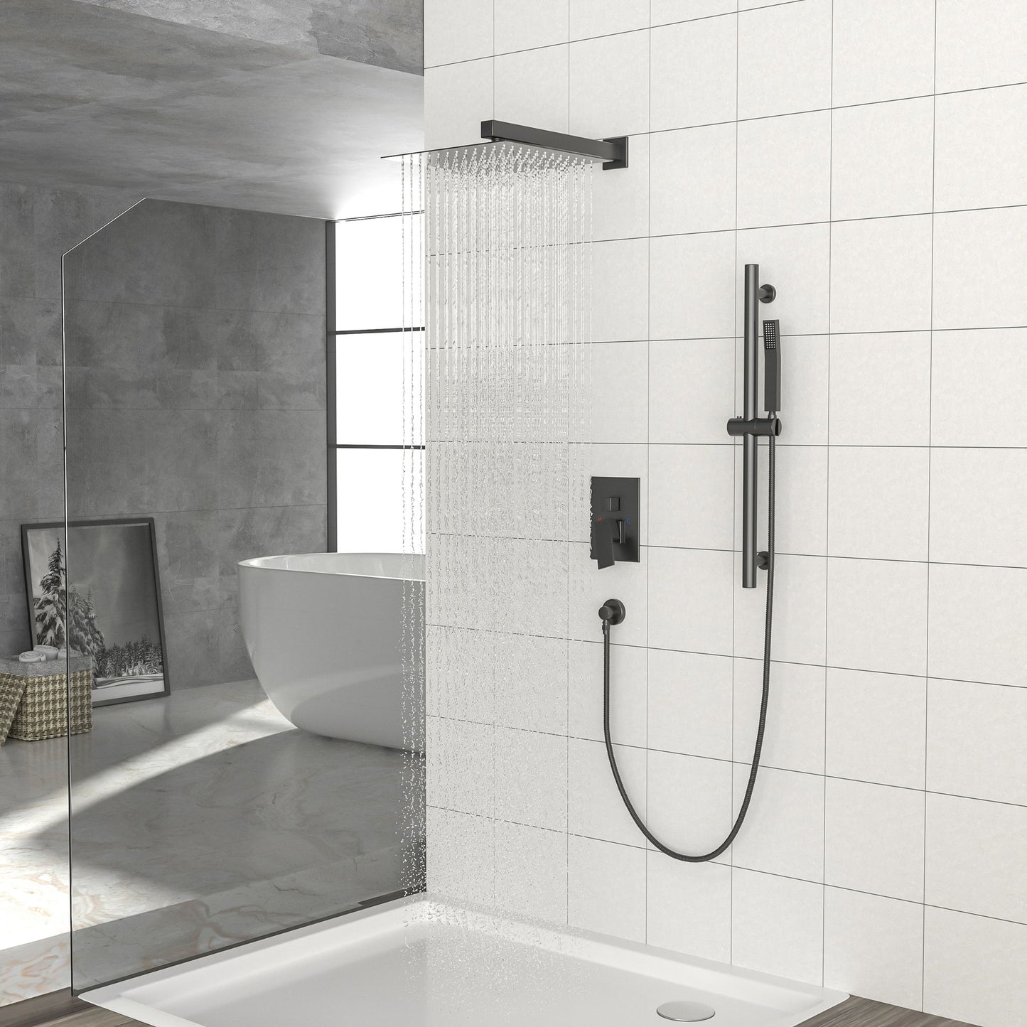 Modern Shower System With Adjustable Slide Bar, Stainless Steel And Brass Construction Daily Nest