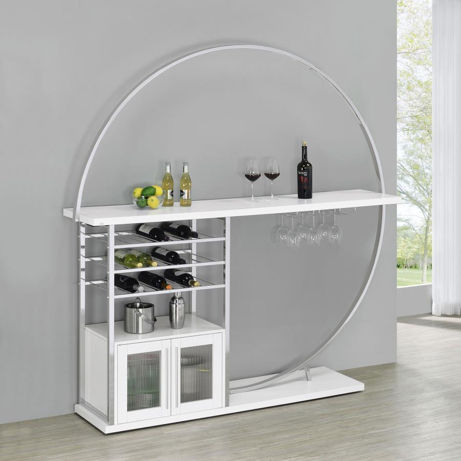 Risley - 2-Door Circular LED Home Bar With Wine Storage Coaster Fine Furniture