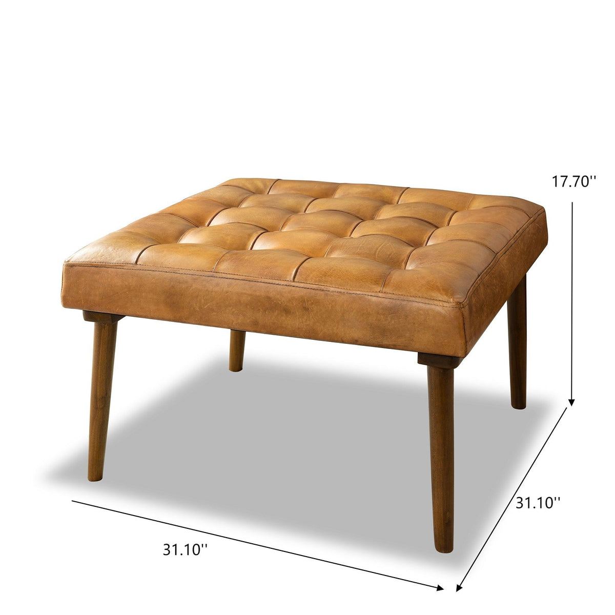 Mark - Tufted Square Genuine Upholstered Ottoman Ashcroft Furniture