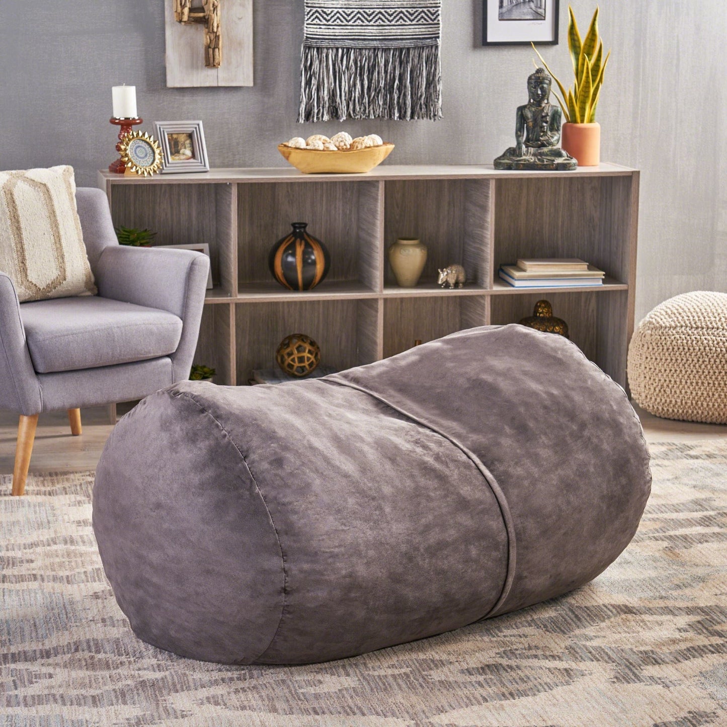Michael - Modern Cylindrical Suede Bean Bag Chair Home Essentials