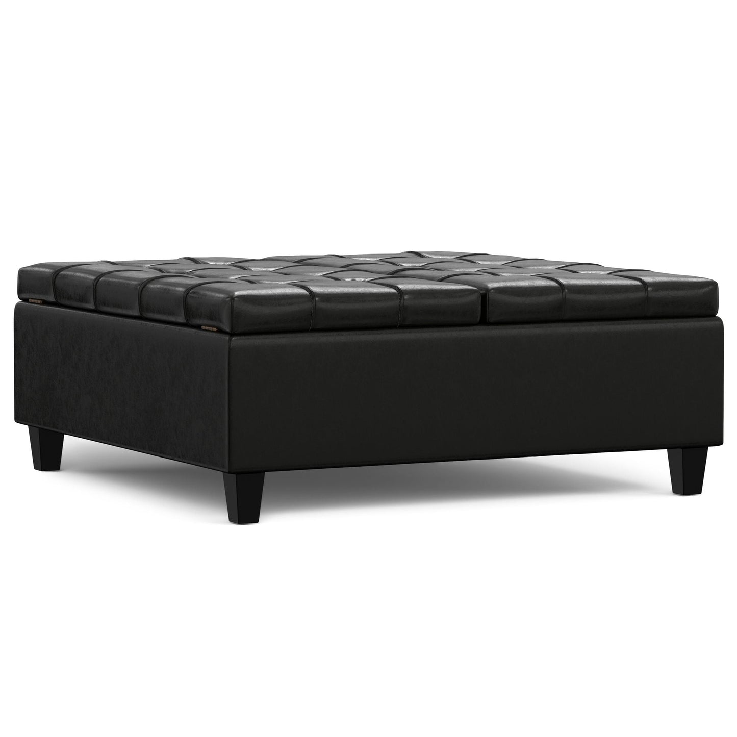 Harrison - Large Square Coffee Table Storage Ottoman - Black Simpli-Home