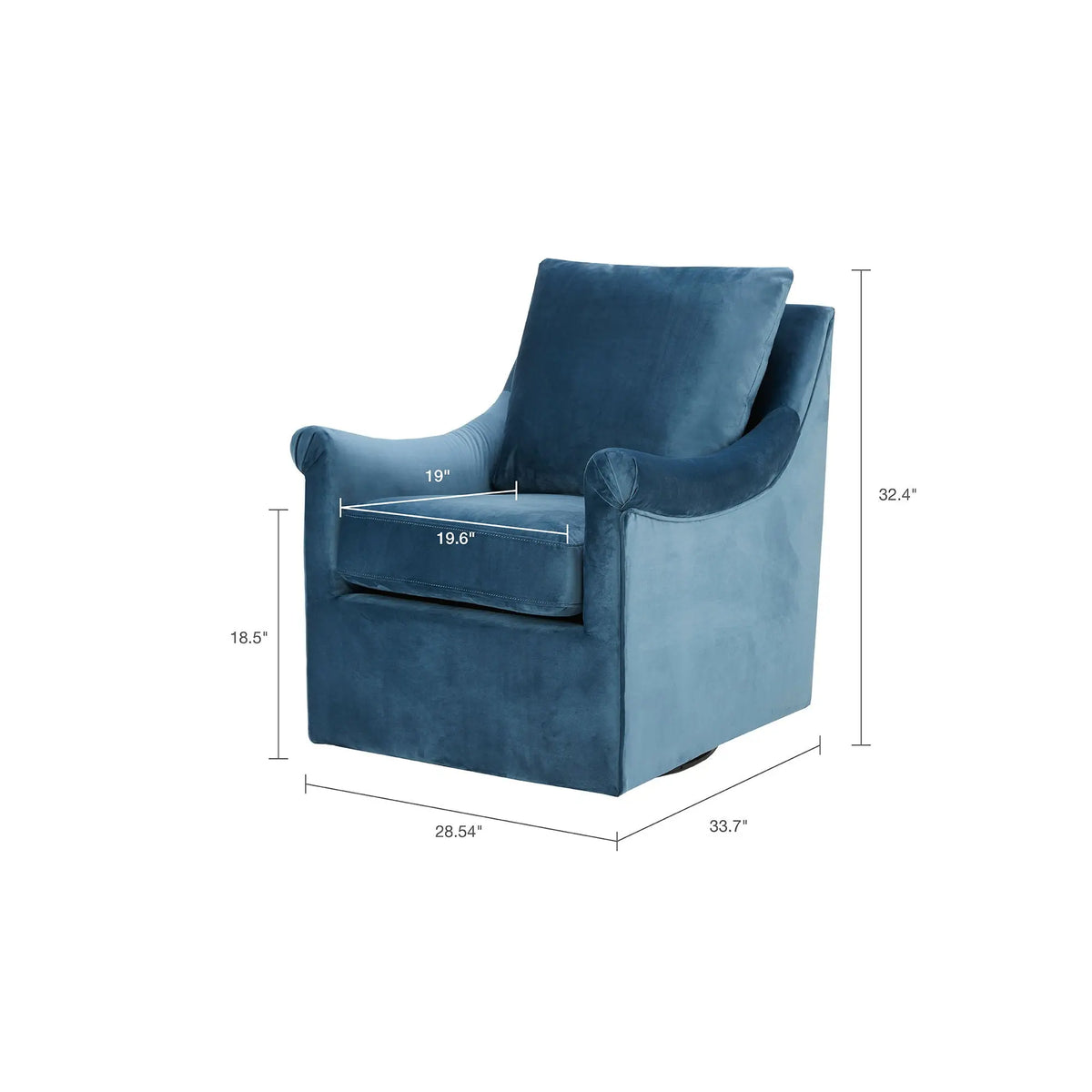 Swivel Chair With Curved Arms And Straight Back - Blue JLA
