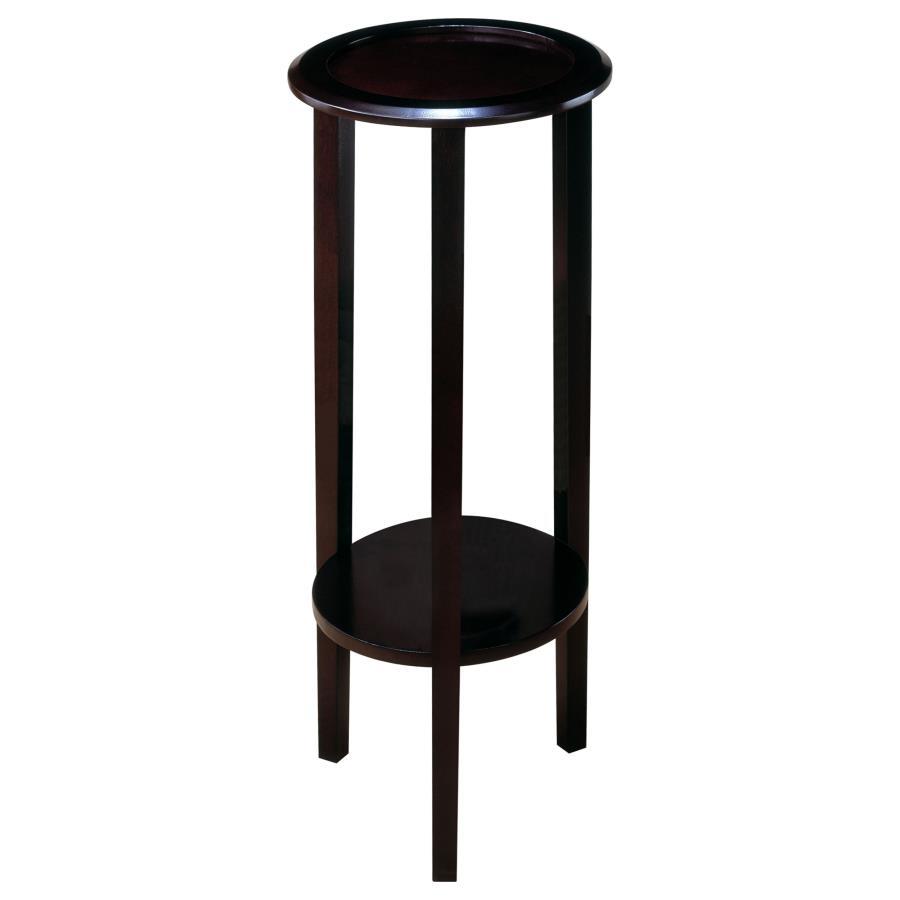 Kirk - 1-Shelf Round Wood Plant Stand Side Table - Espresso CoasterEveryday
