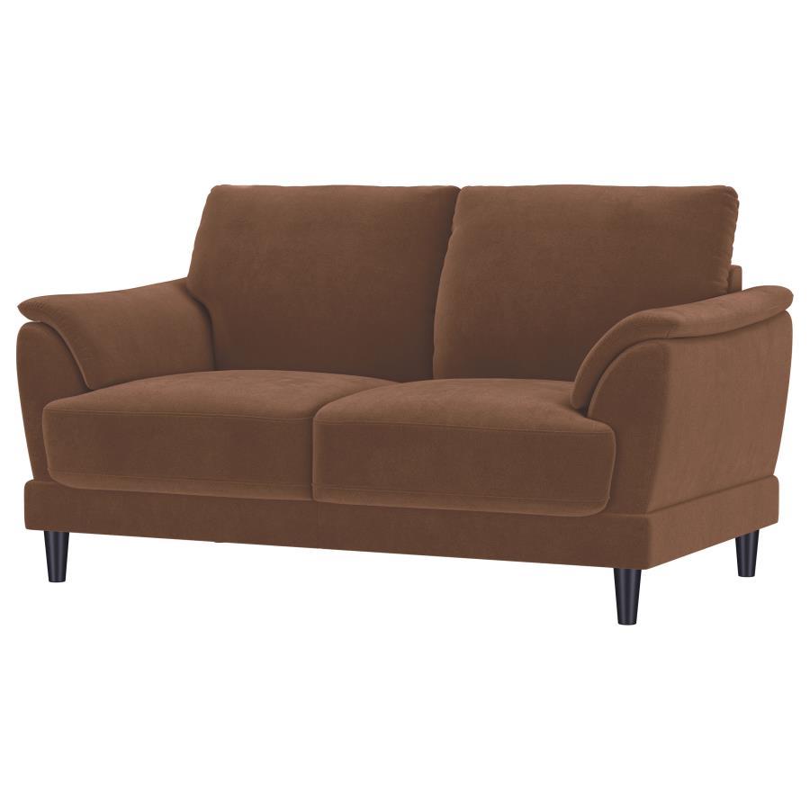 Selma - Velvet Upholstered Crescent Arm Loveseat - Rust Coaster Fine Furniture