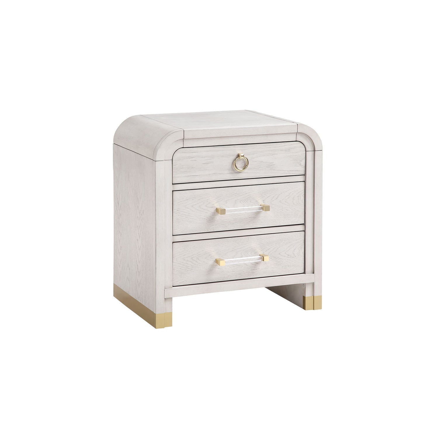 Malco - Nightstand With Spacious Drawer And Gold Metal Fluted Detailing - Black White Global Furniture USA