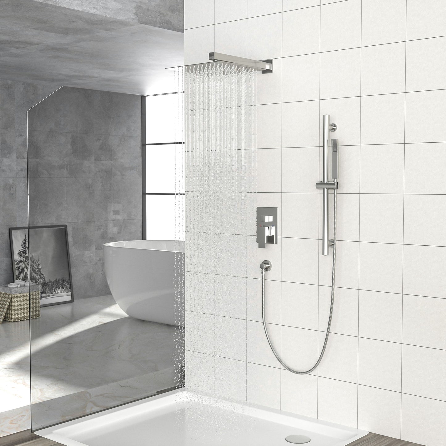 Modern Shower System With Adjustable Slide Bar, Stainless Steel And Brass Construction Daily Nest