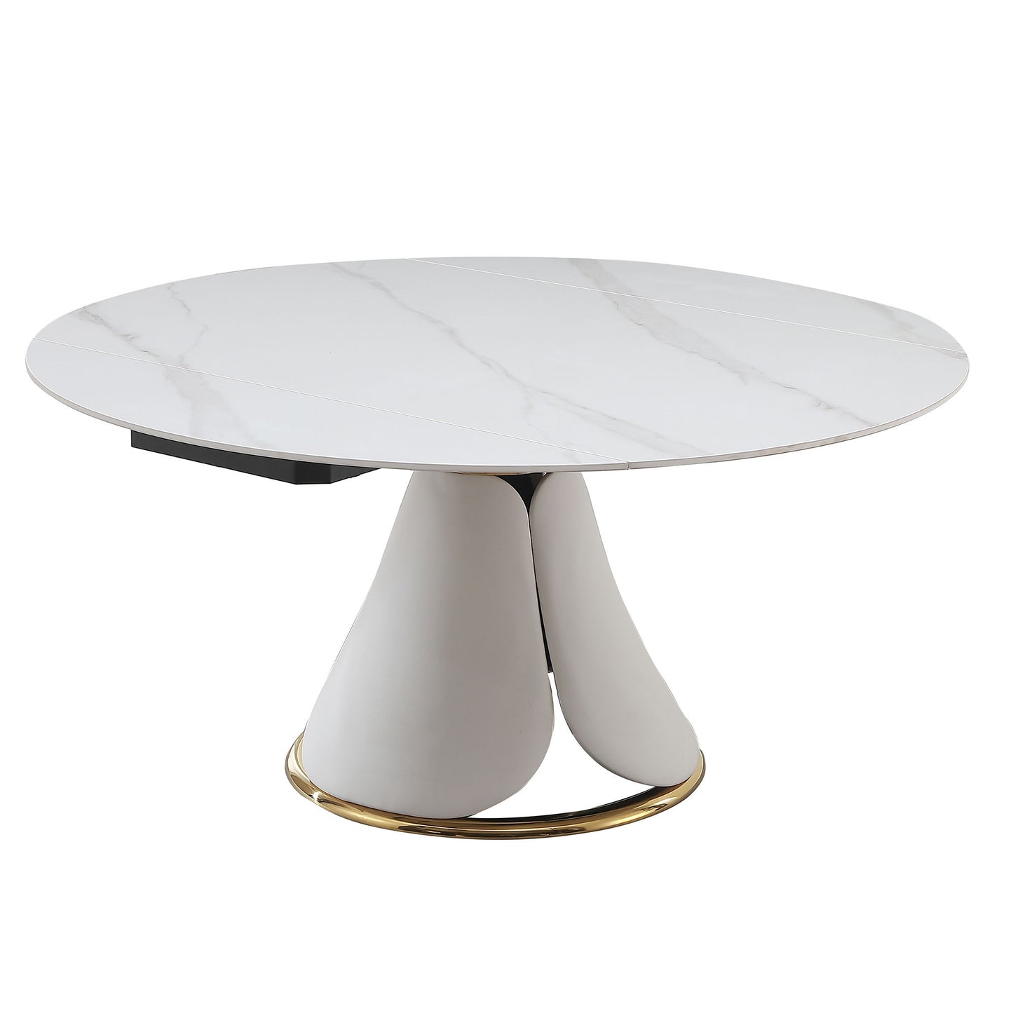 Fashion Modern Sintered Stone Dining Table With Multi Functional Retractable Design - White Home Essentials
