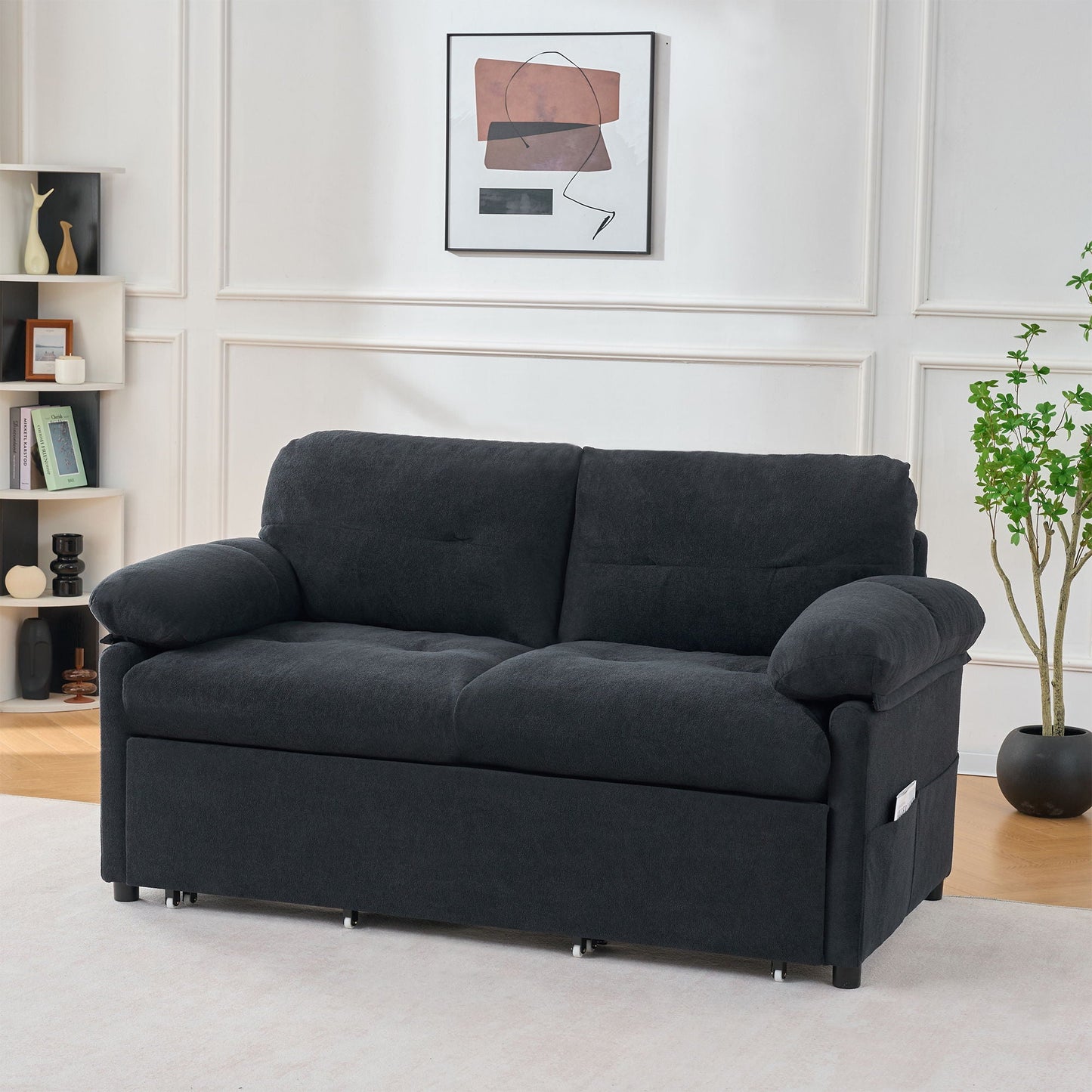 Convertible Pull Out Sofa Bed Queen Size, 3 In 1 With Side Storage Home Essentials