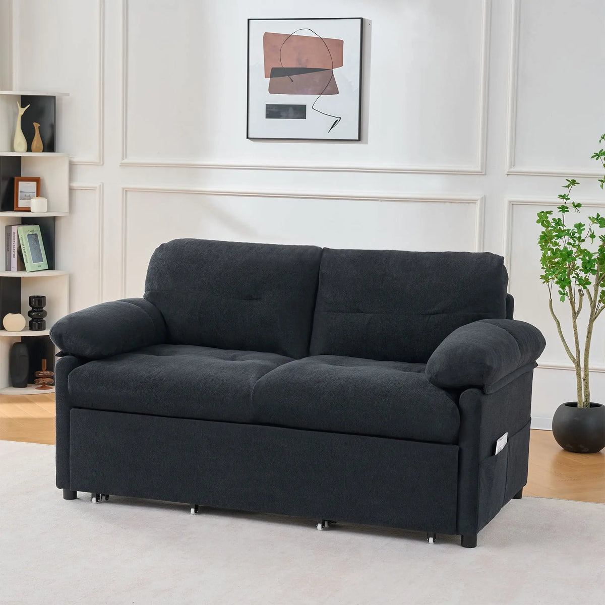 Convertible Pull Out Sofa Bed Queen Size, 3 In 1 With Side Storage Home Essentials