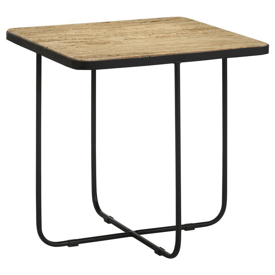 Elyna - Square Stone Top Accent Side Table - Beige CoasterEssence