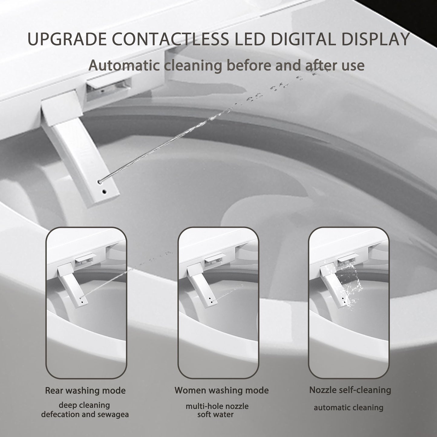 Smart 1 Piece Bidet Toilet With Warm Air Dryer Heated Seat LED Night Light Auto Open / Close - White Daily Nest