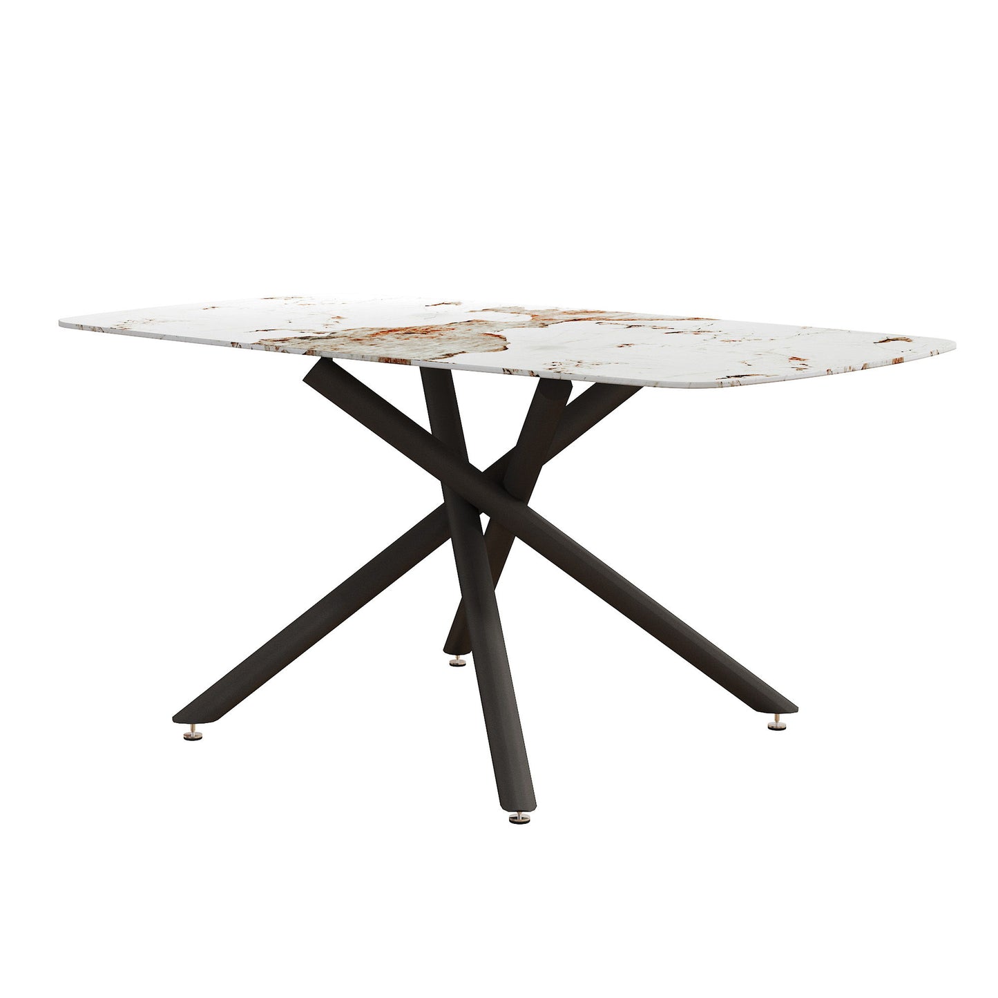 Luxurious Marble Patterned Dining Table With Metal Fork Legs Home Essentials