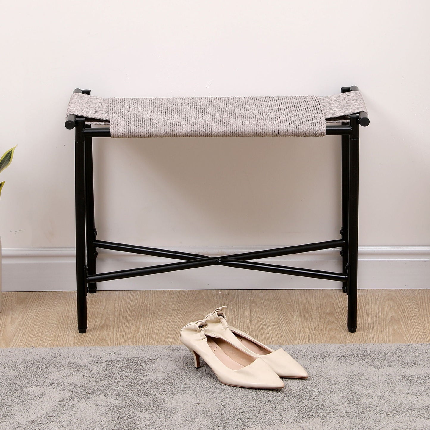 Handwoven Paper Rope Foot Rest Shoes Stools Ottomans For Entryway Home Essentials