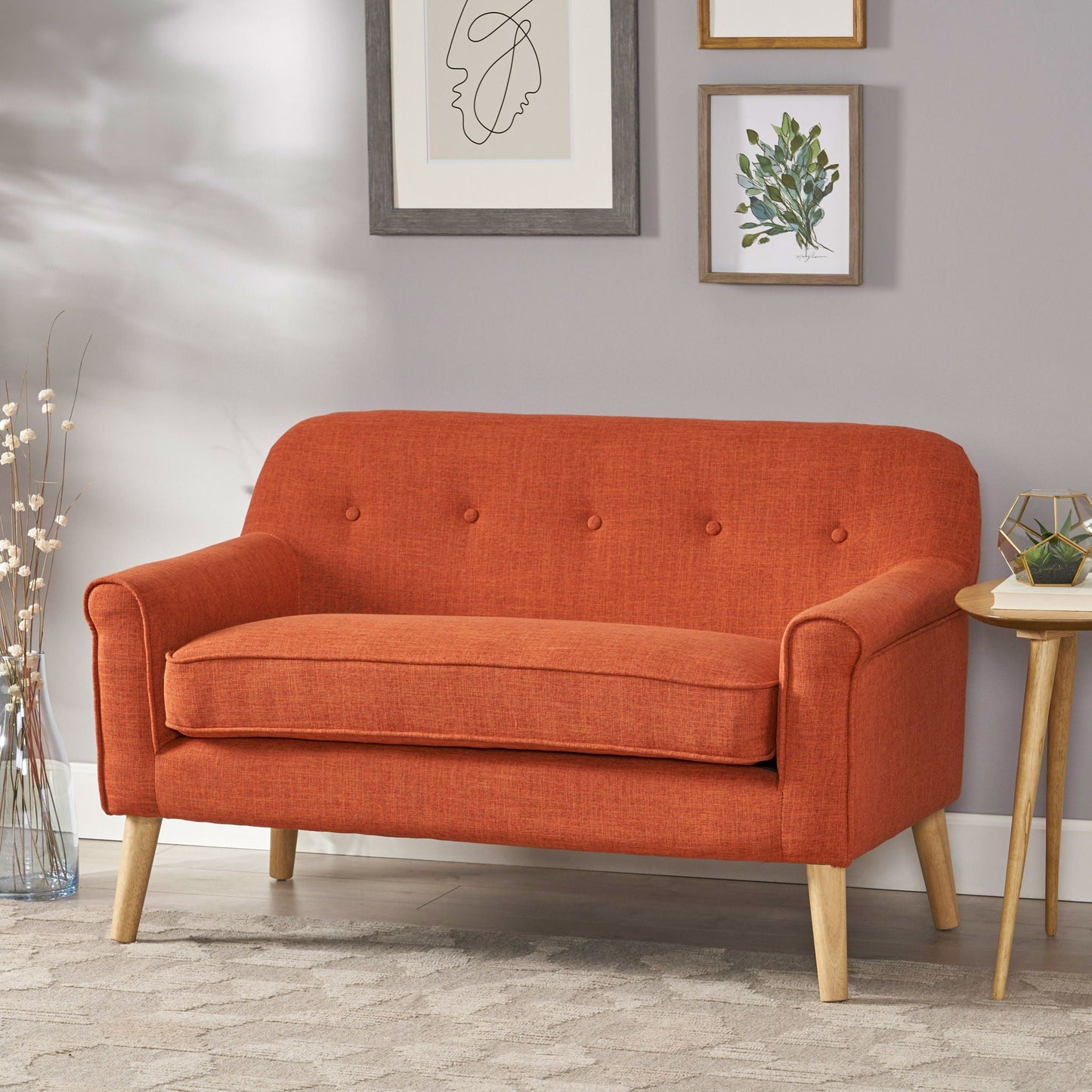 Classic Loveseat With Rolled Armrests And Button Tufting Noble House