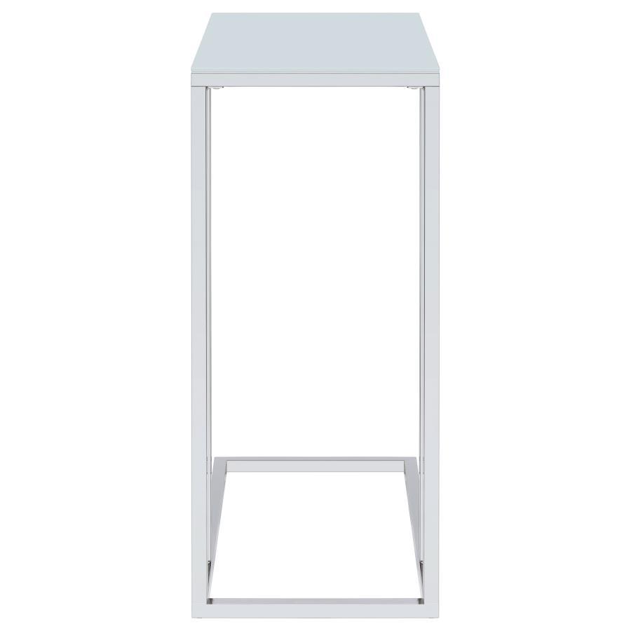 Stella - Glass Top C-Shaped Sofa Side Table - Chrome CoasterEveryday