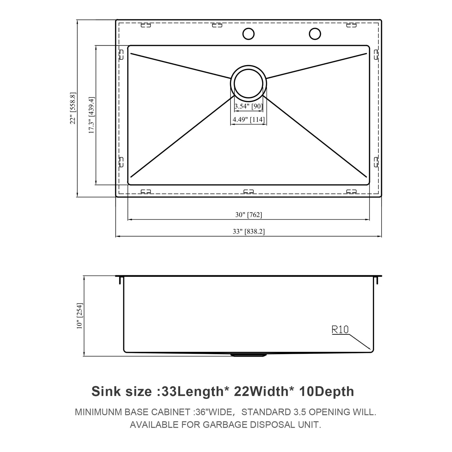 Kitchen Sink Drop In, Stainless Steel Single Bowl, Topmount Daily Nest