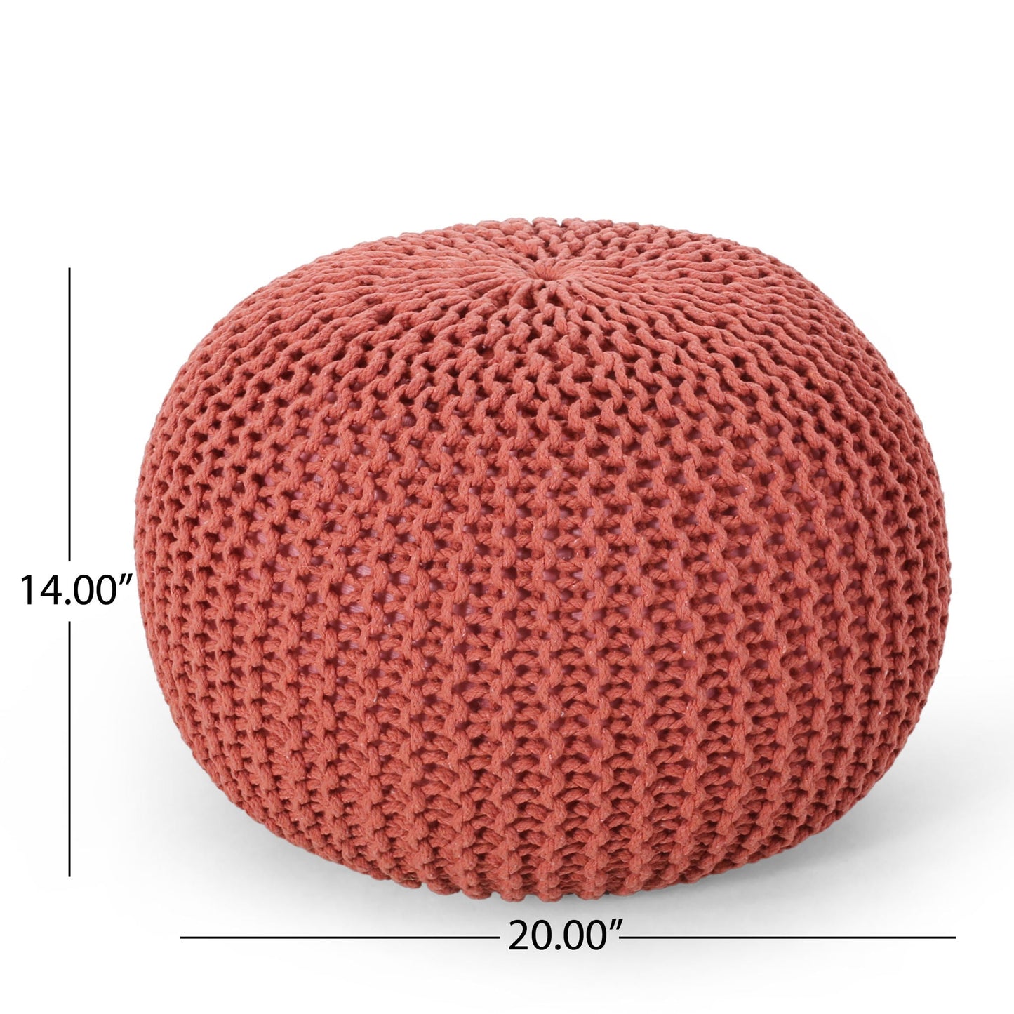 Bordeaux - Knitted Cotton Round Pouf Ottoman, Floor Cushion Home Essentials