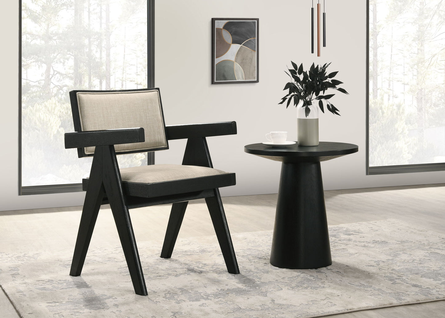 Jasper - 3 Piece Arm Chairs And Console Table (Set of 3) - Ebony Black Lilola Home