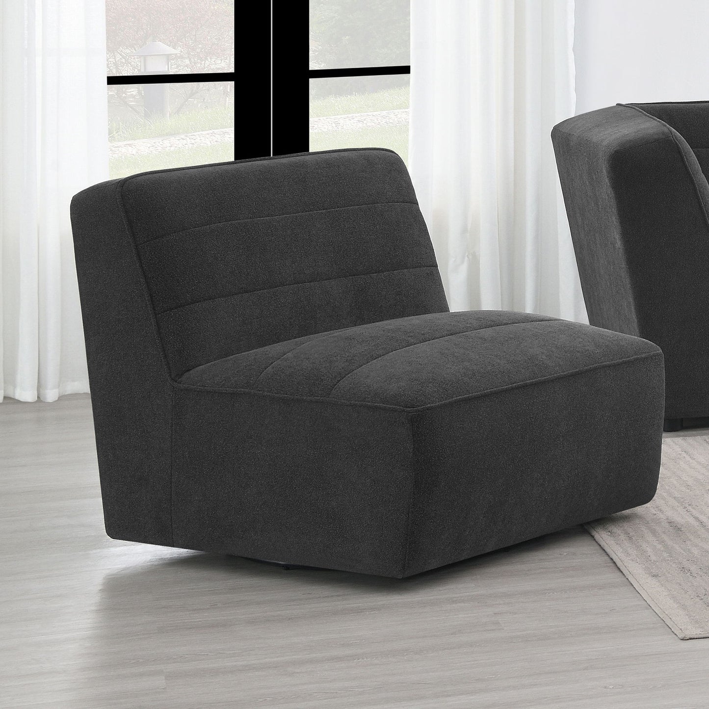 Ortega - Upholstered Armless Chair - Charcoal Furniture Max