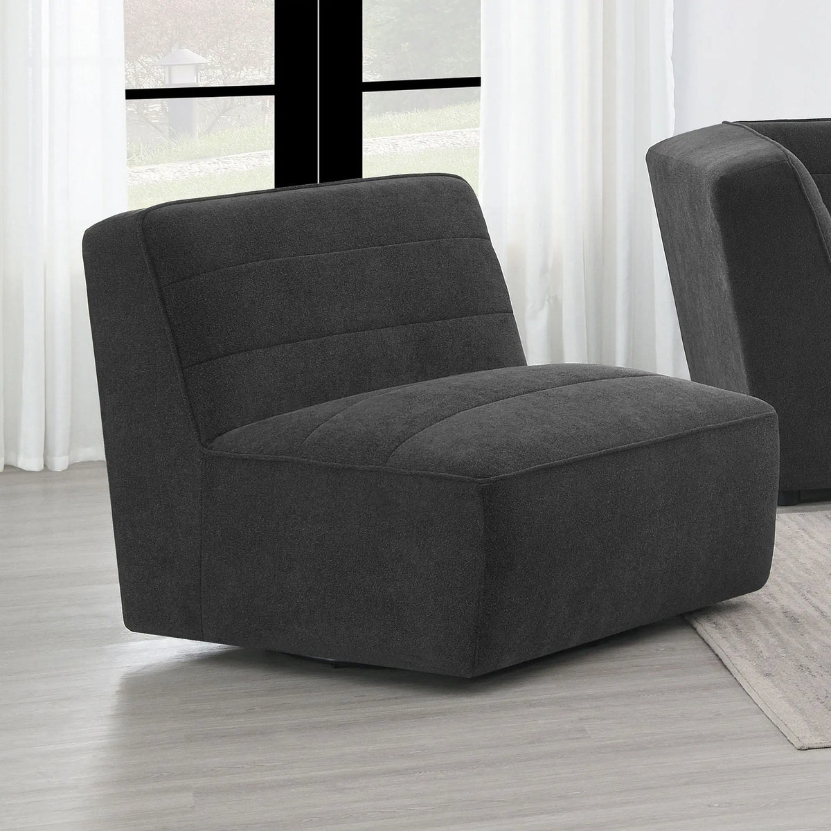 Ortega - Upholstered Armless Chair - Charcoal Furniture Max