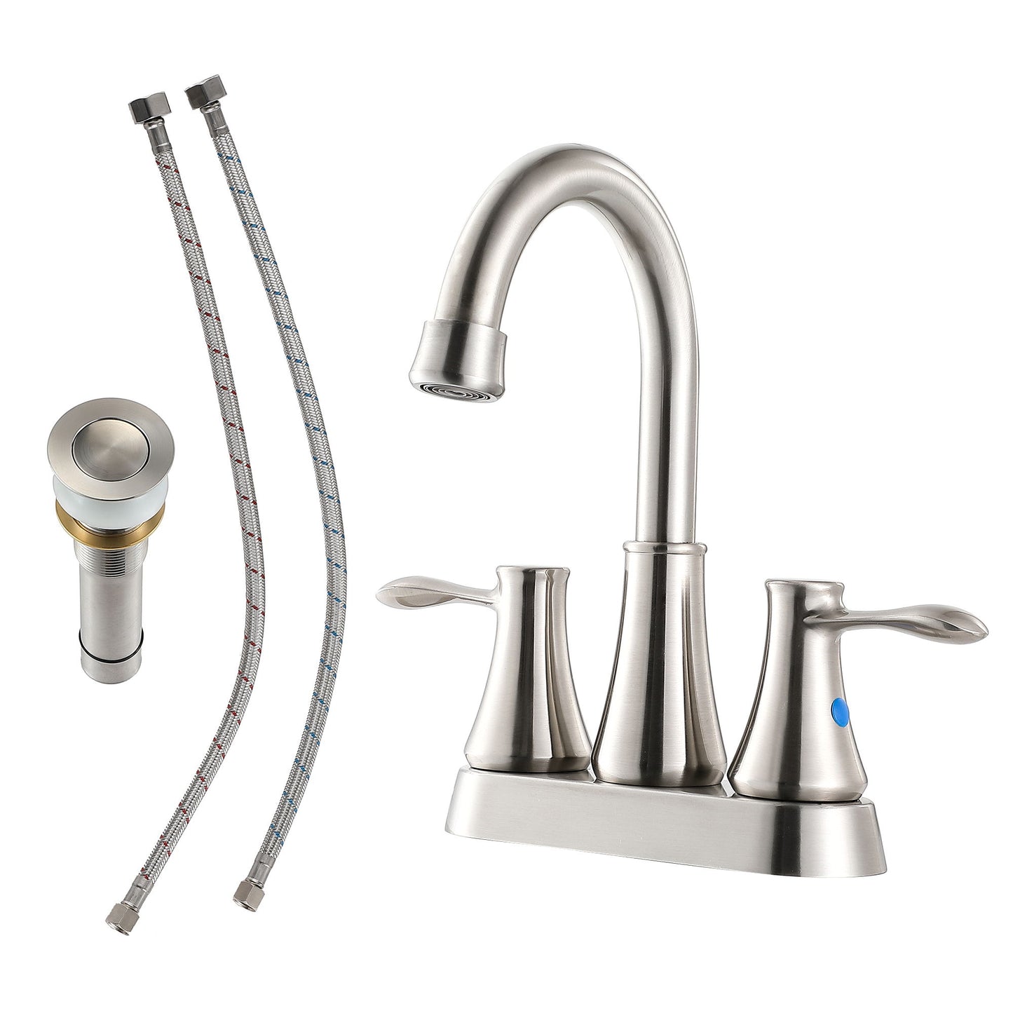 4" Centerset Bathroom Faucet With Pop Up Drain And Water Supply Lines - Brushed Nickel Daily Nest