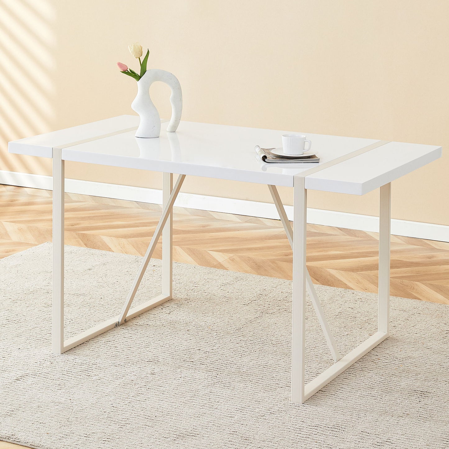 Industrial Rectangular Dining Table For 4 - 6 People Home Essentials