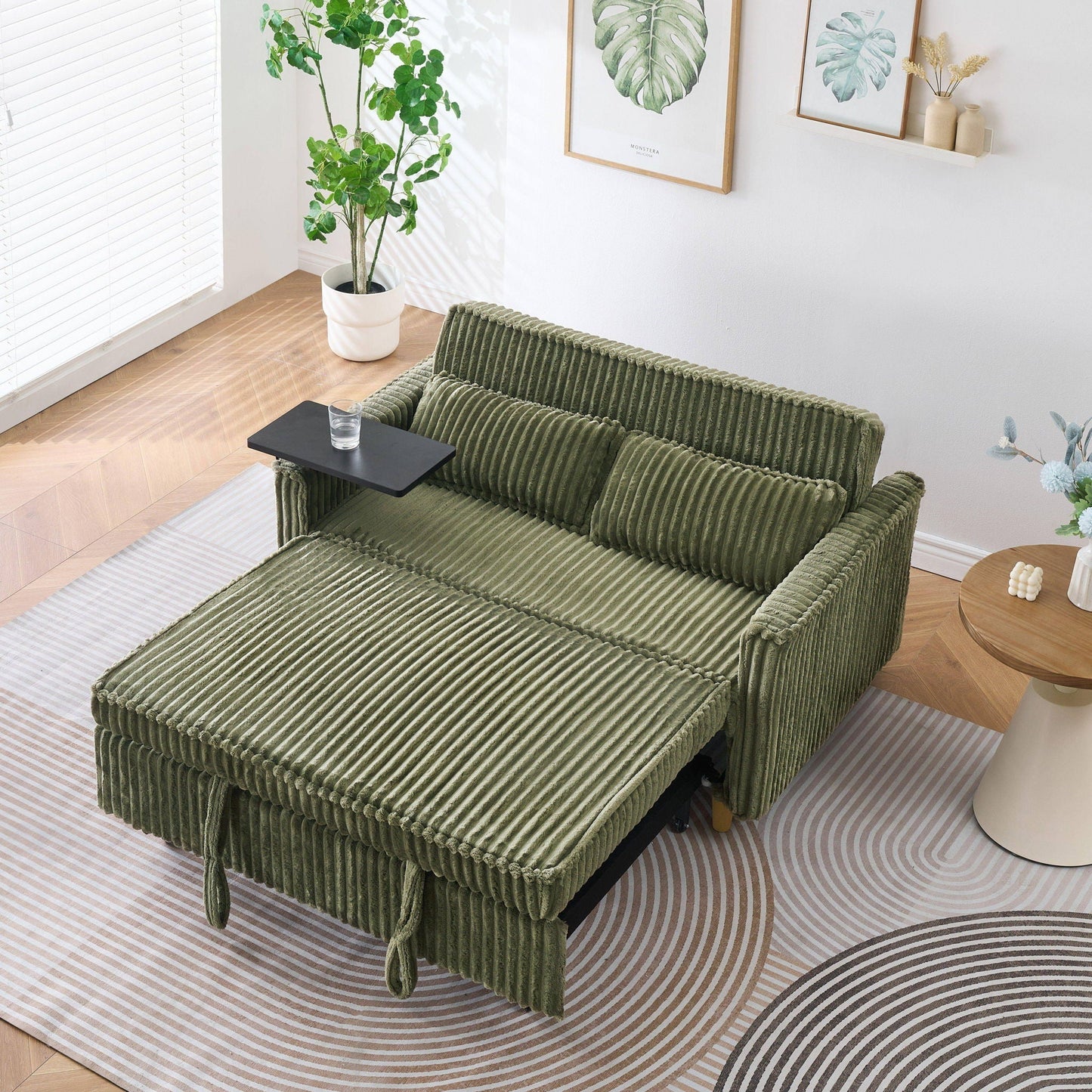 Pull Out Sofa With Movable Tabletop And USB Ports Home Essentials