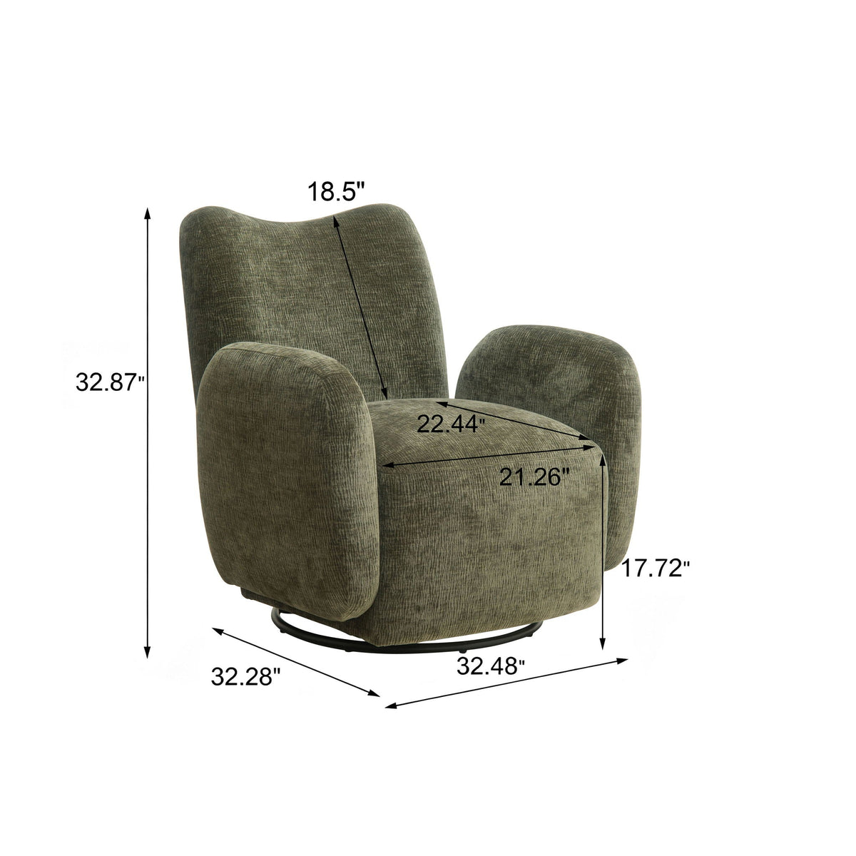 360° Swivel Accent Chair For Living Room - Olive Green Home Essentials