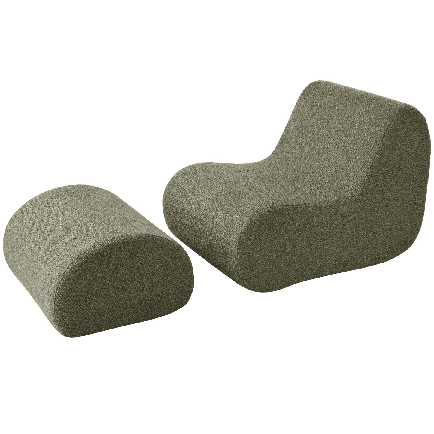 Curved Lounge Chair With Ottoman And High Resilience Foam Noble House