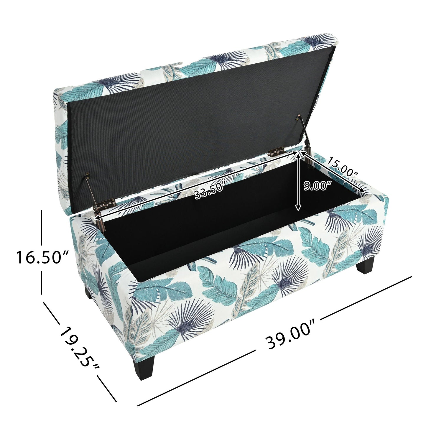 Charming Floral Storage Ottoman With Upholstered Fabric Noble House