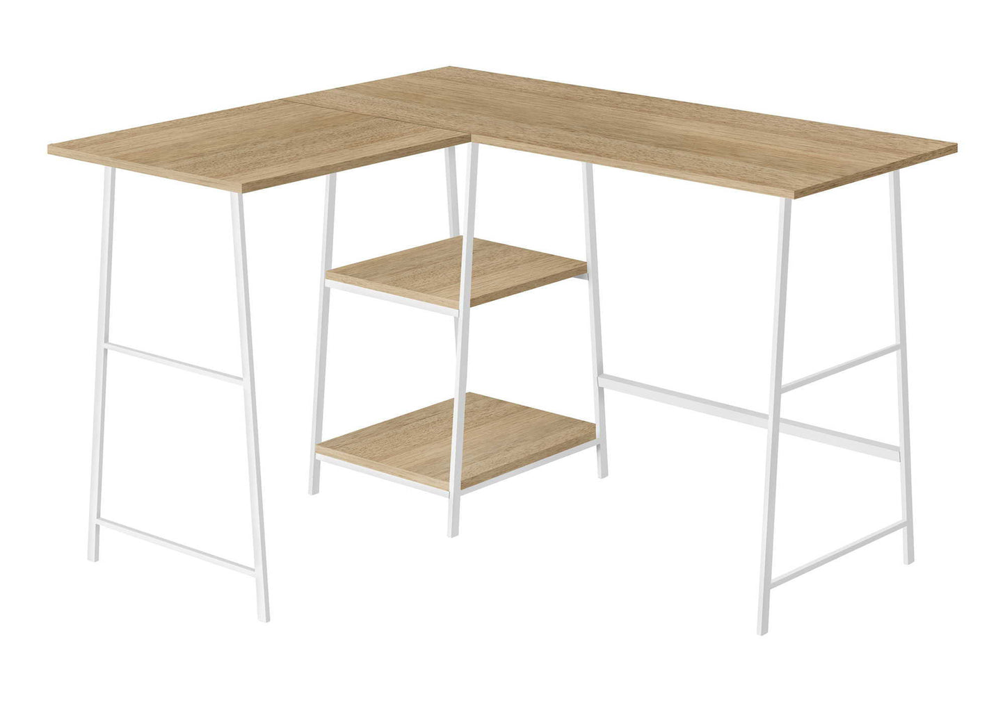Computer Desk, Home Office, Corner, Storage Shelves, L Shape, Work, Laptop, Contemporary, Modern - White Base 8th Street