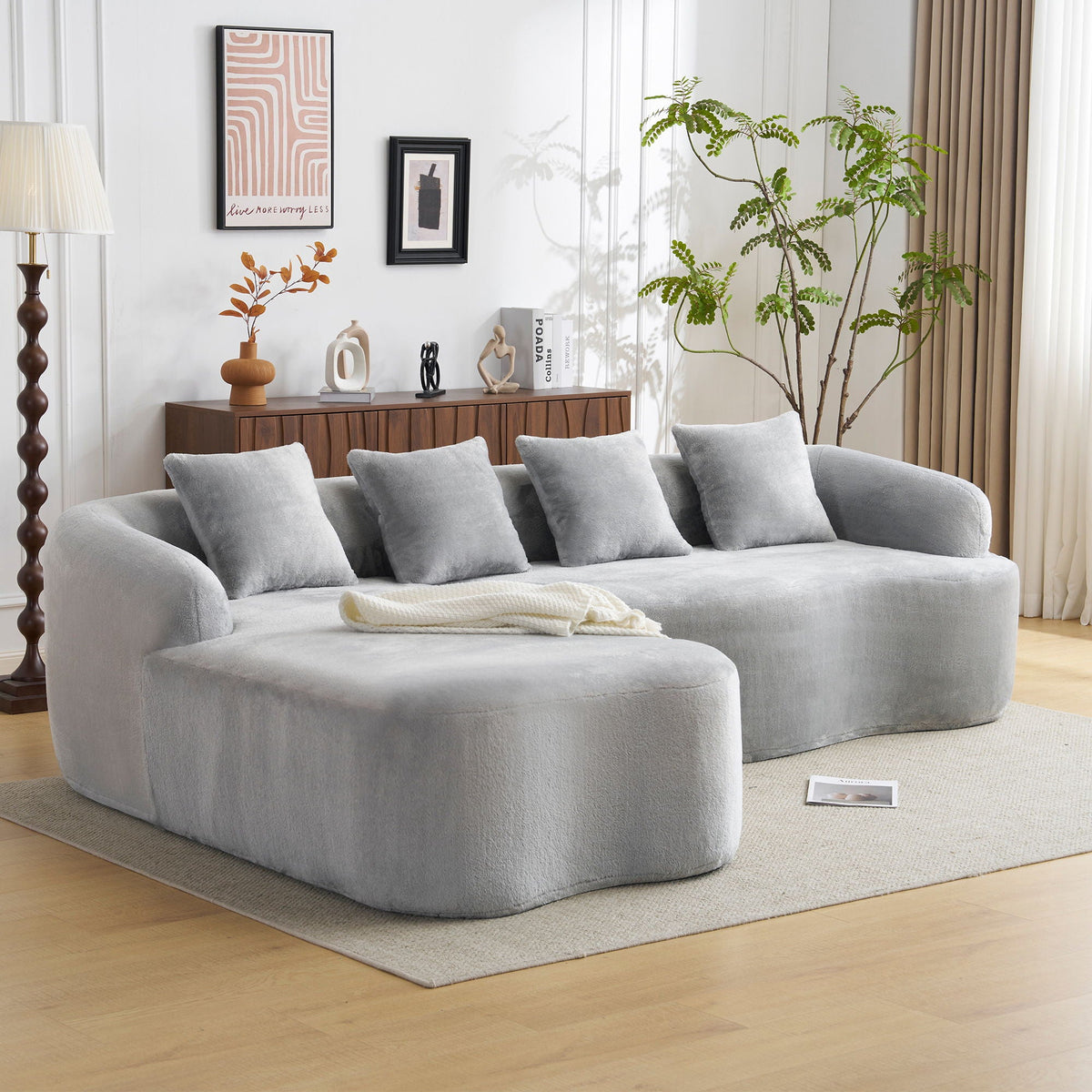 Modular L-Shape Sectional Sofa With Curved Chaise Home Essentials