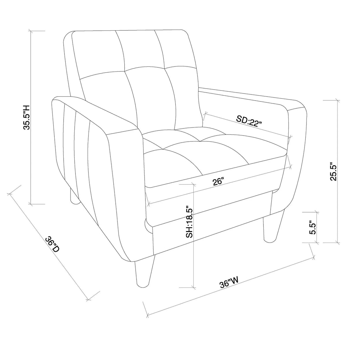 Track Arm Accent Chair With Tufted Upholstery - Black Furniture Max