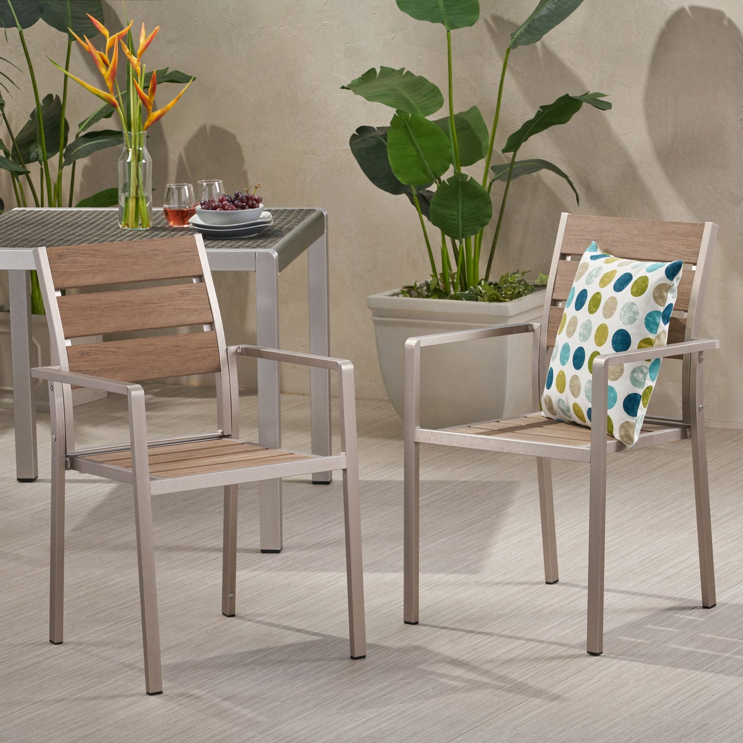 Dreamlan - Outdoor Aluminum Dining Chair (Set of 2) Noble House