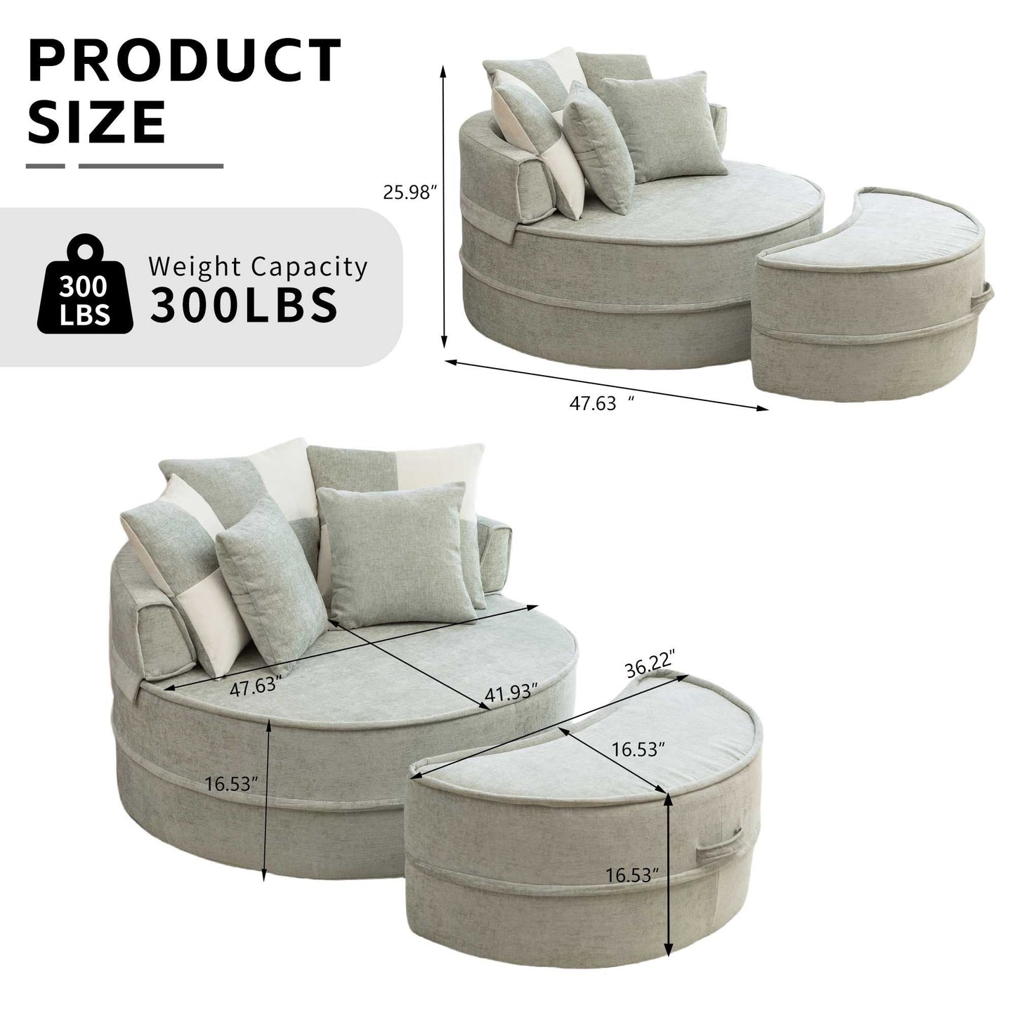 Modern Oversized Round Barrel Accent Chair With Ottoman Home Essentials