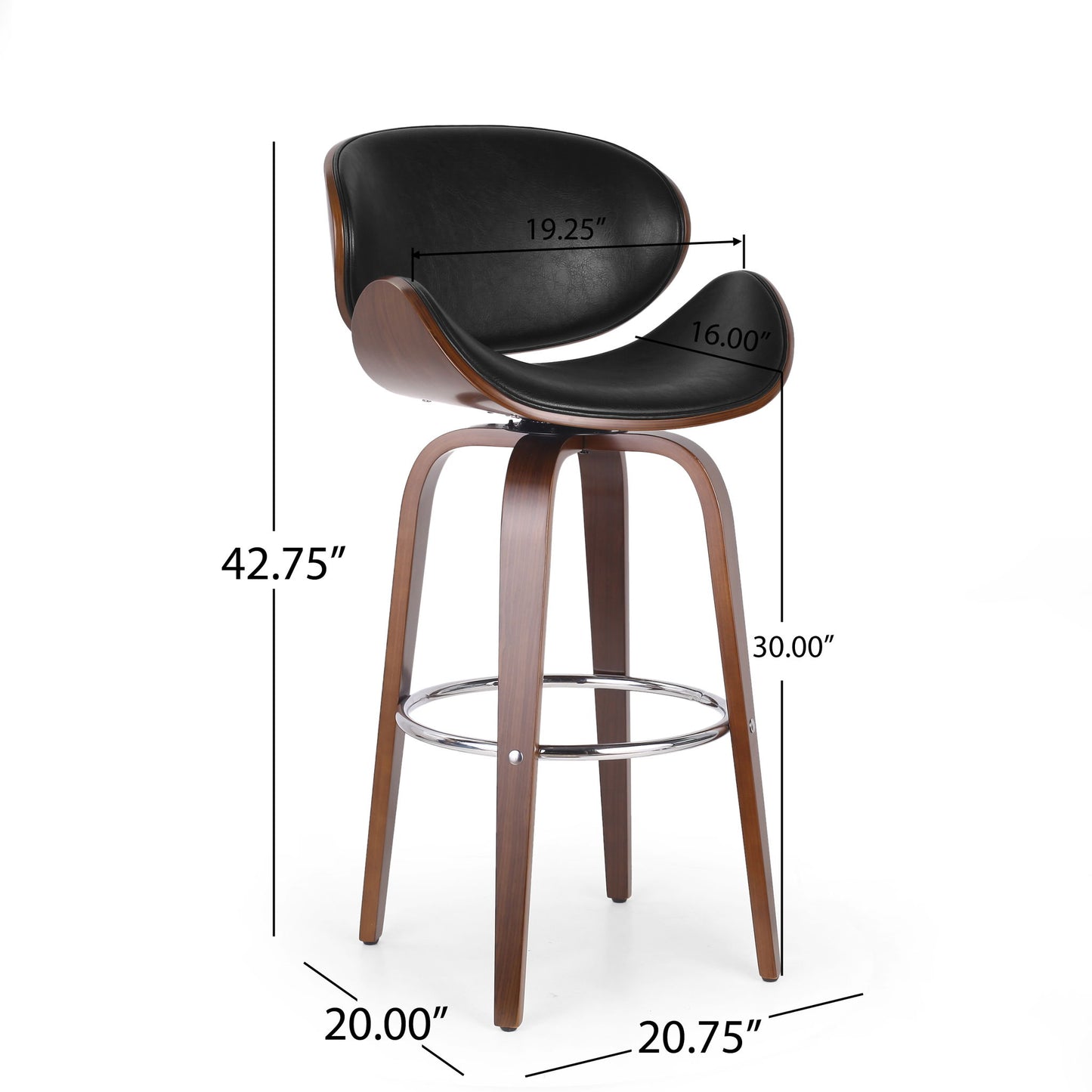 Lumos - Mid Century Modern Upholstered Swivel Barstool Noble House