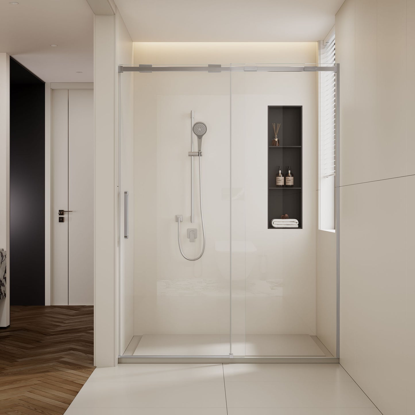 Semi-Frame Single Sliding Shower Door With Clear Tempered Glass Daily Nest