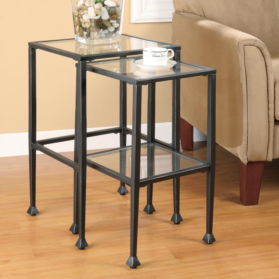 Leilani - 2 Piece Glass Top Nesting Table Set - Black CoasterEssence