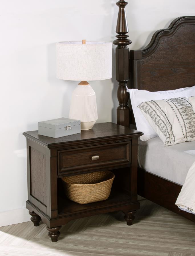 Andover - 1-Drawer Nightstand Bedside Table - Dark Oak Coaster Fine Furniture
