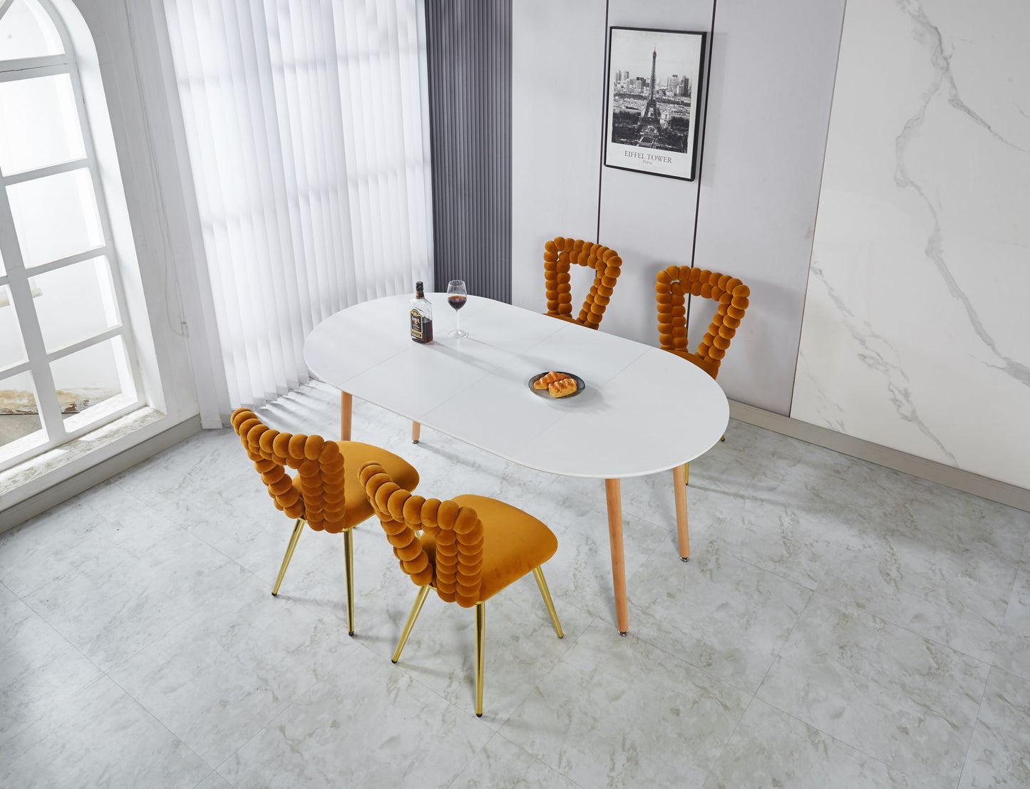 Extensible Table, Dining Table, Office Table, Coffee Table, Wood Leg - Matte White Home Essentials