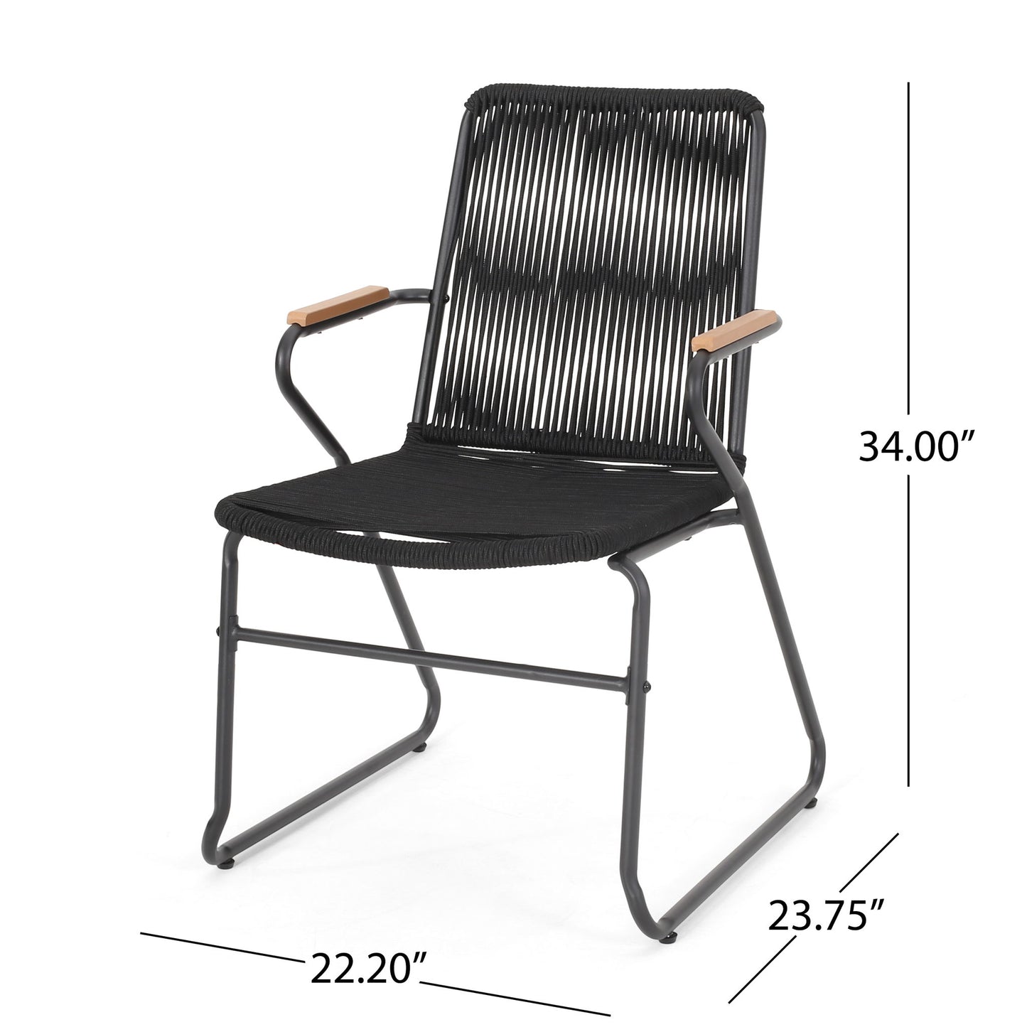 Moonstone - Outdoor Club Chair Set With Rope Weave Design - Black Noble House